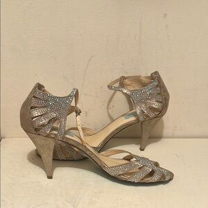 Betsey Johnson Tan Rhinestone Heels